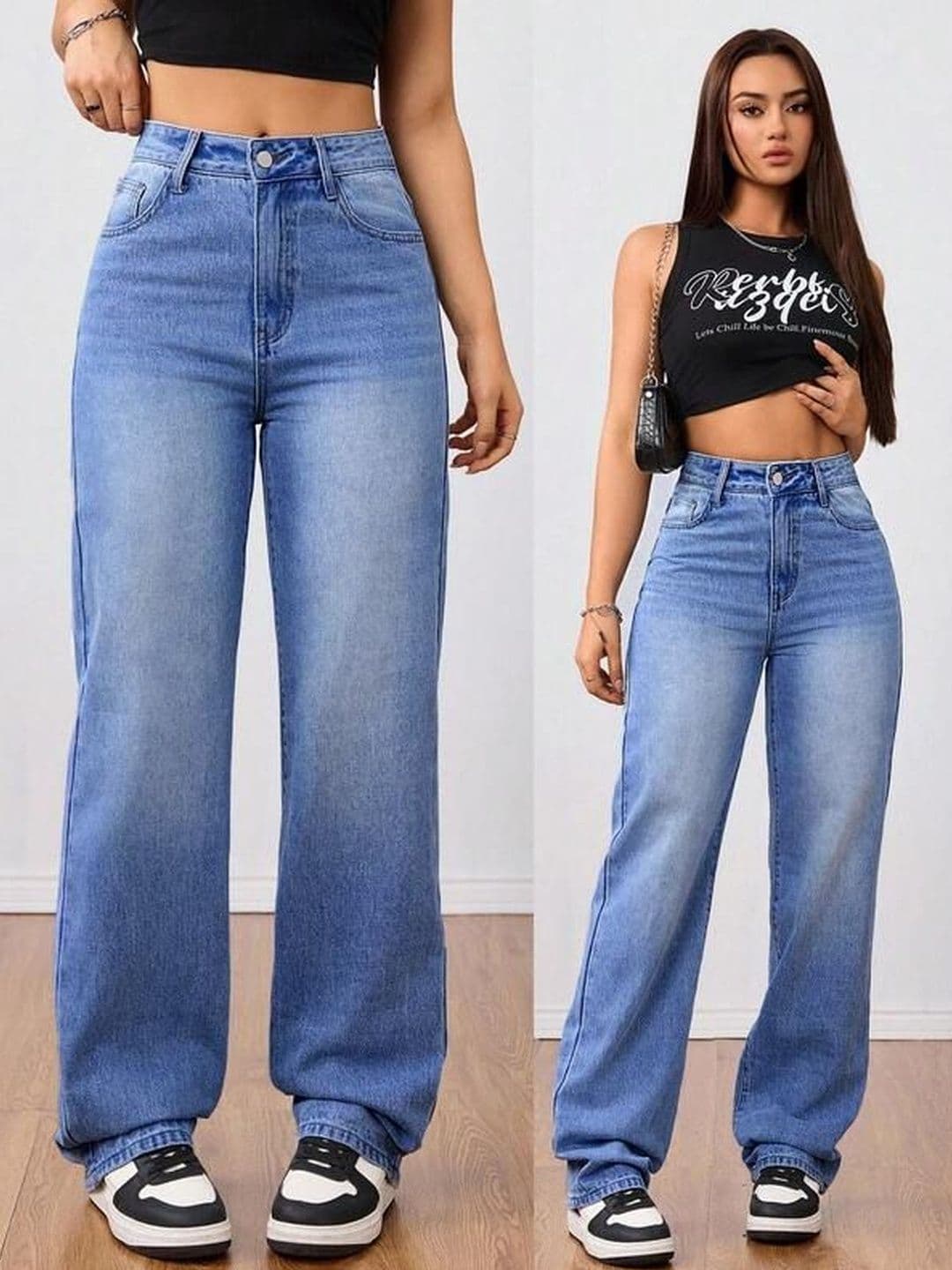 Crazeis Women Comfort Straight Fit High-Rise Light Fade Acid Wash Stretchable Jeans thumbnail 5