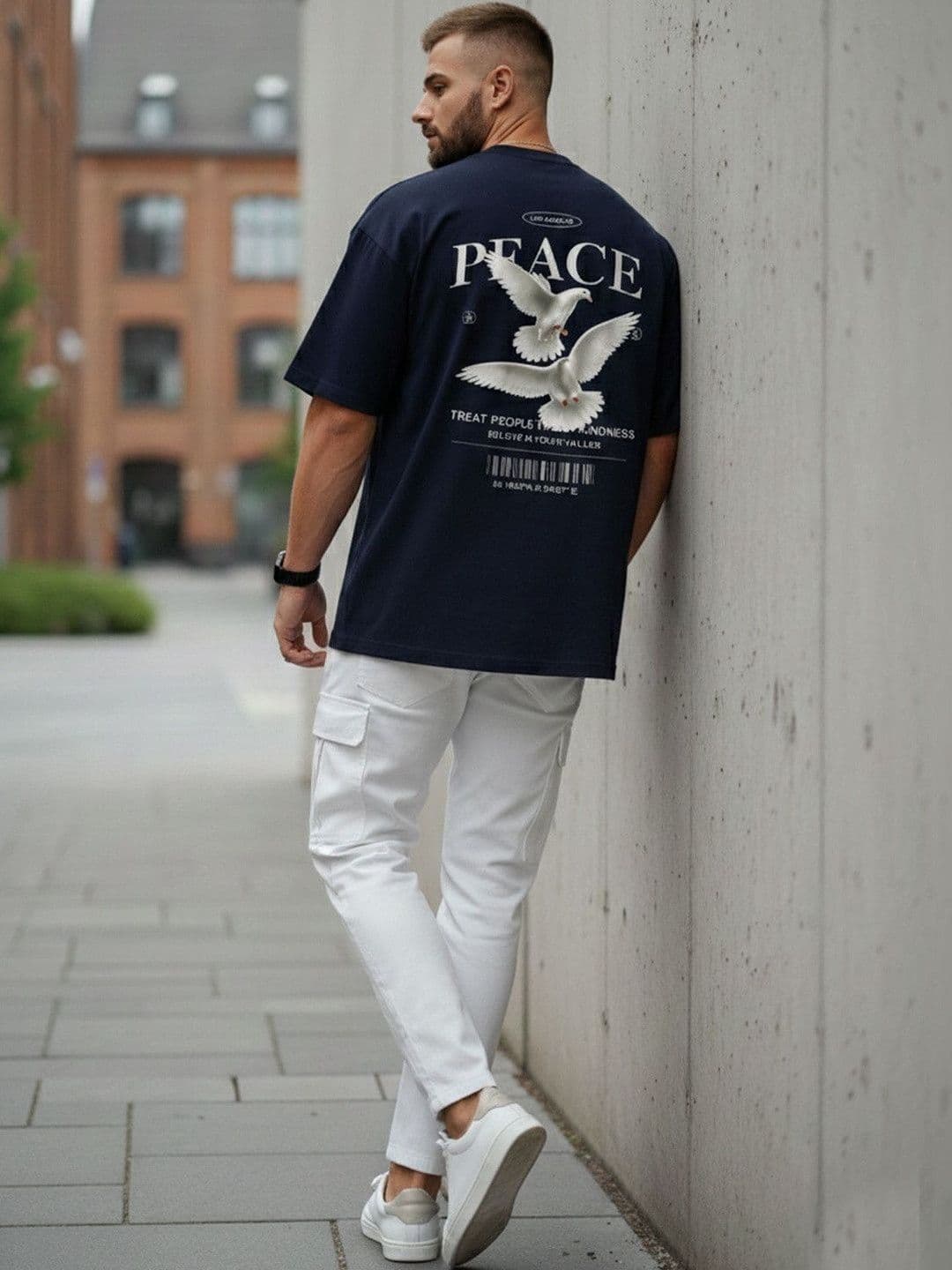 Mast & Harbour Men Printed Drop-Shoulder Sleeves T-shirt thumbnail 7