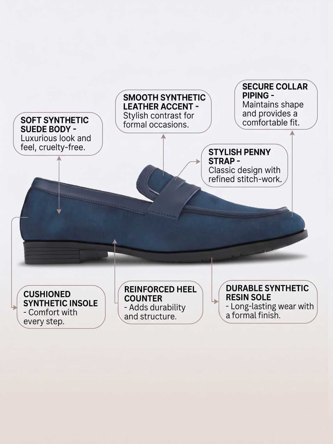 HERE&NOW Men Synthetic Leather Round Toe Slip-On Formal  Loafers thumbnail 5