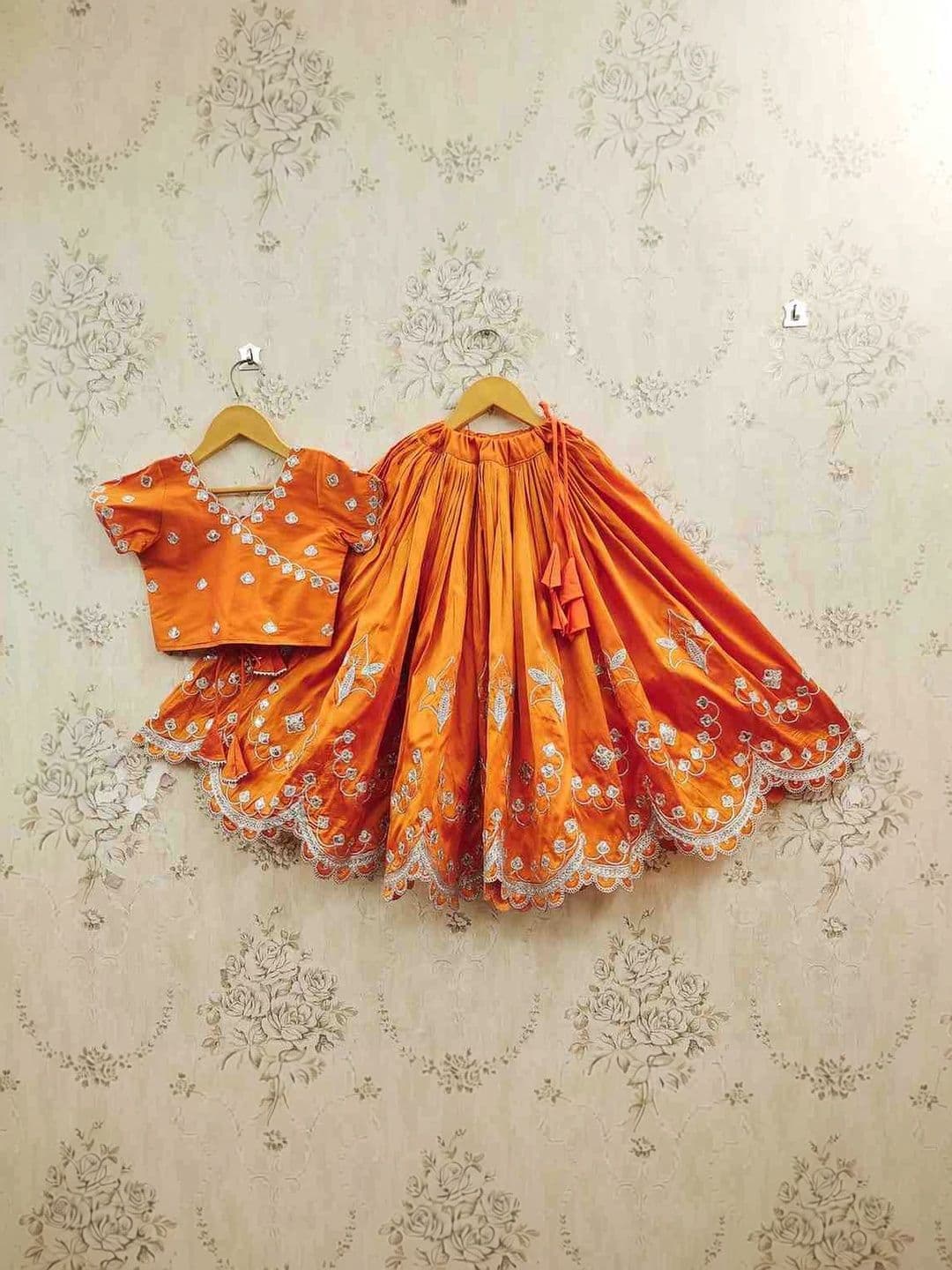 Sangria Girls Embroidered V-Neck Flared Lehenga Choli thumbnail 3