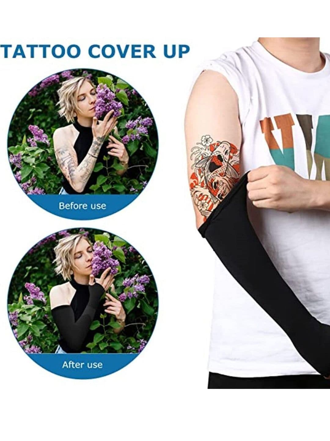 Xjarvis Unisex Pack of 4 Sun Protection Hand Sleeves With Thumb Hole Arm Fingerless Gloves thumbnail 4