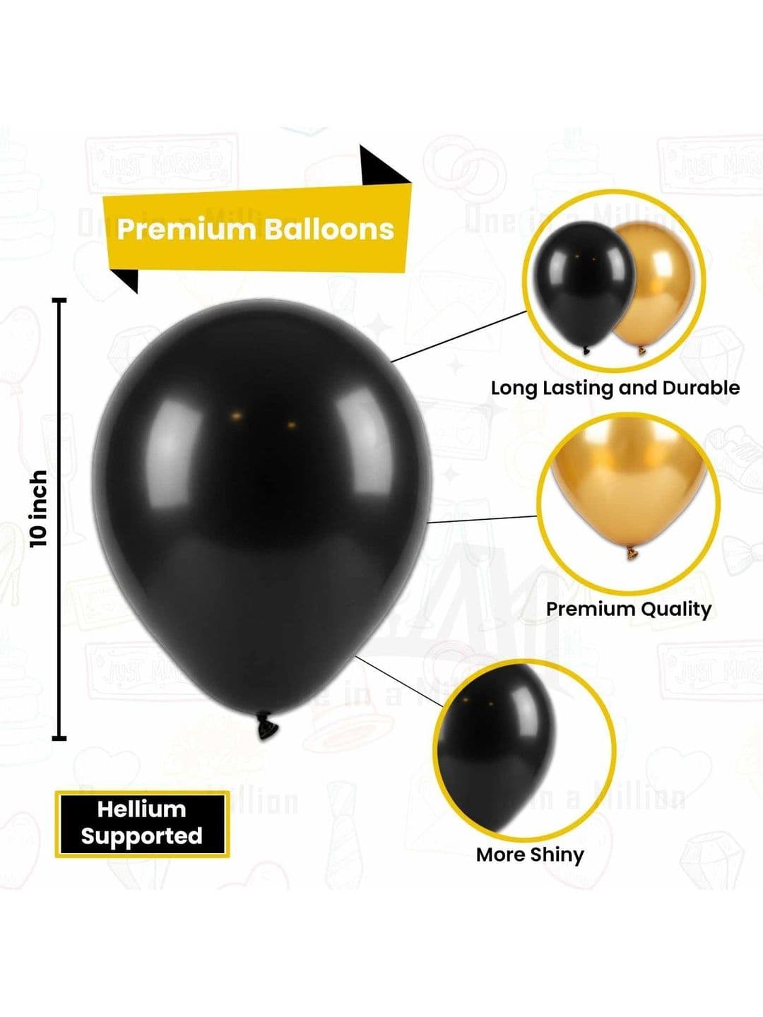 1iAM Set Of 53 Yellow & Black Groom To Be Decoration Item Festive Decor thumbnail 4