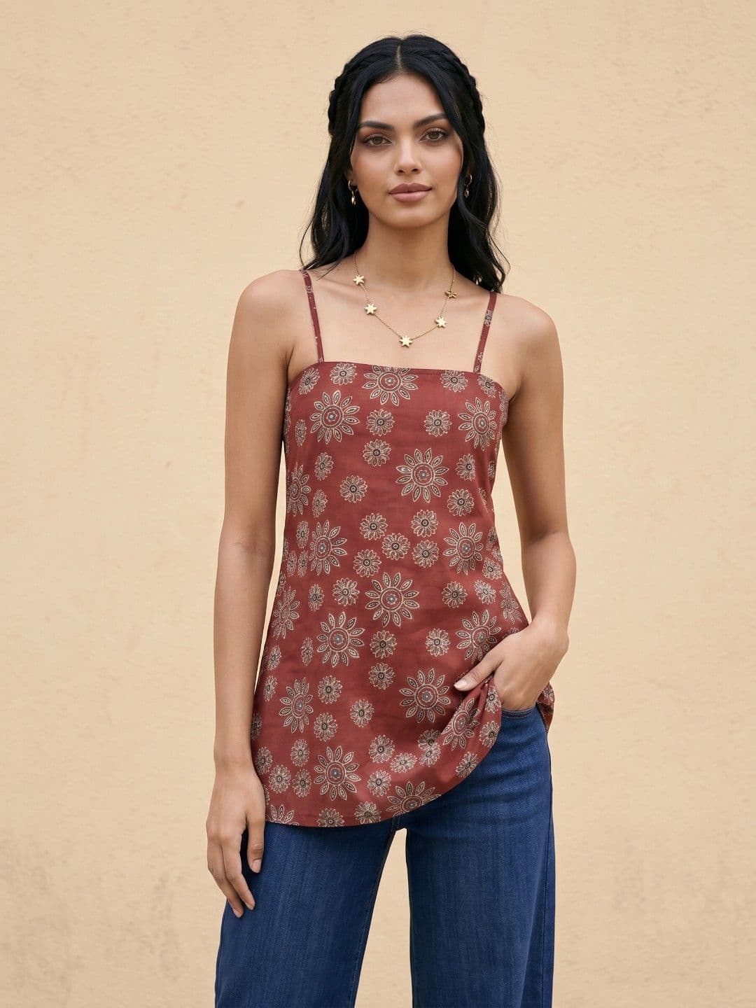 fusion by glitchez Floral Printed Pure Cotton Kurti thumbnail 5