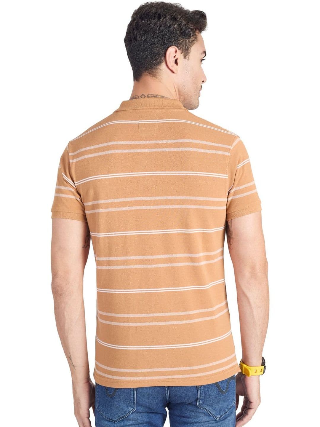 PRORIDERS Men Striped Polo Collar Pockets T-shirt thumbnail 4