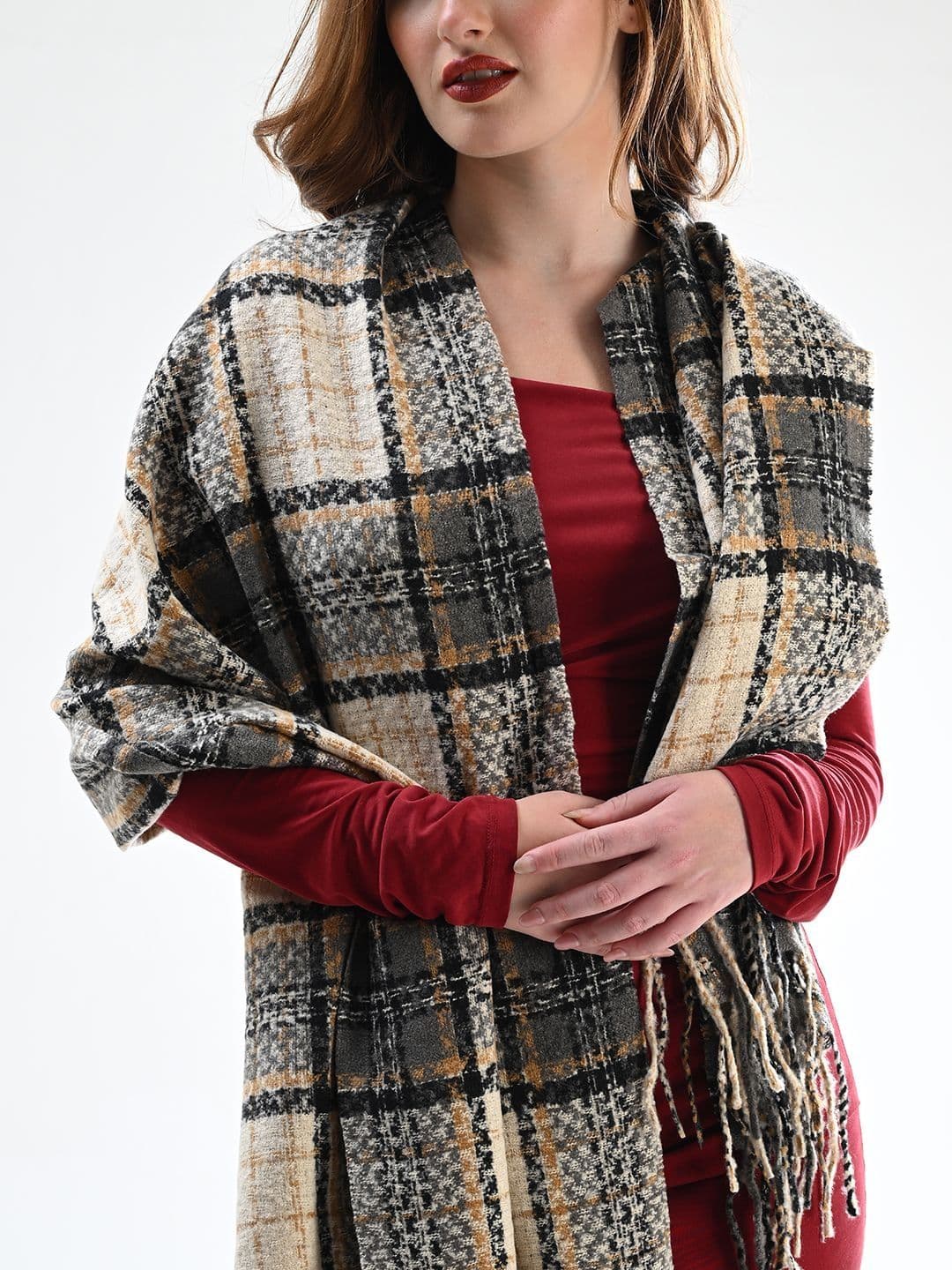 Cazzano Women Checked Printed Shawl thumbnail 4