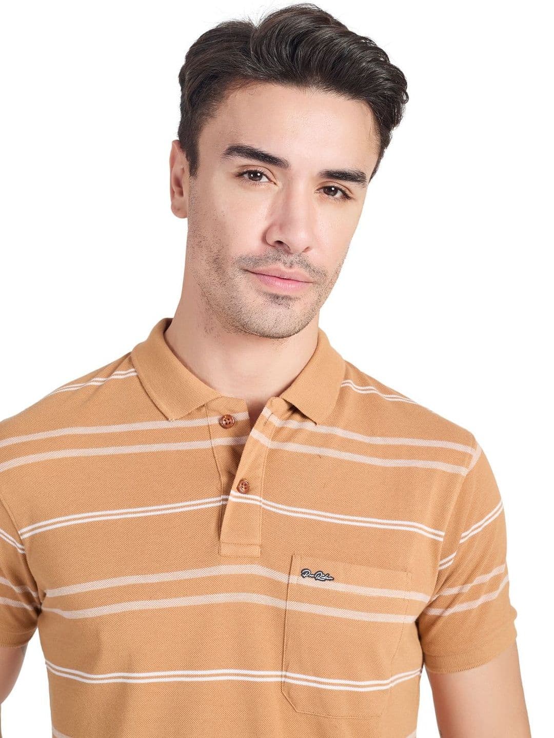 PRORIDERS Men Striped Polo Collar Pockets T-shirt thumbnail 3