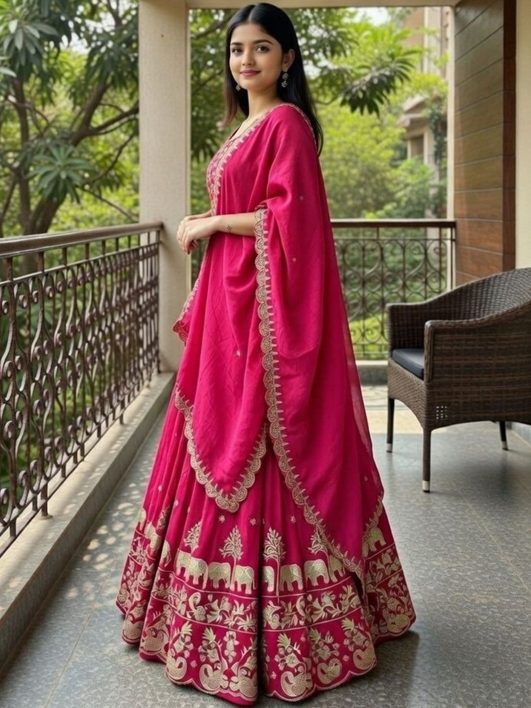 Closin Girls Embroidered Thread Work Ready to Wear Lehenga & Blouse With Dupatta thumbnail 4