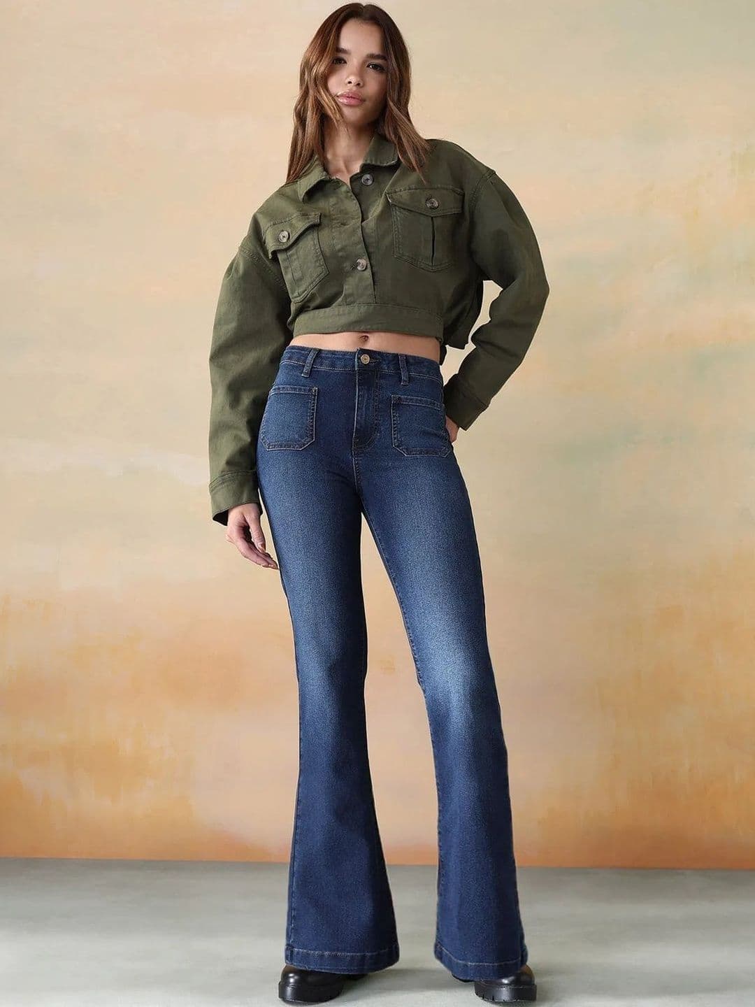 Aadvi Fashion Women Comfort Flared High-Rise Light Fade Acid Wash Stretchable Jeans thumbnail 2