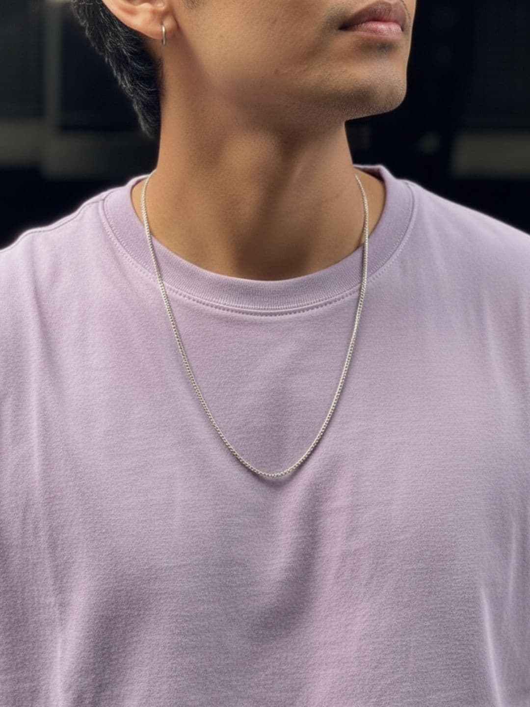 HERE&NOW Rigo Men Light Purple Solid Round Neck Regular Fit Cotton T-shirt thumbnail 5