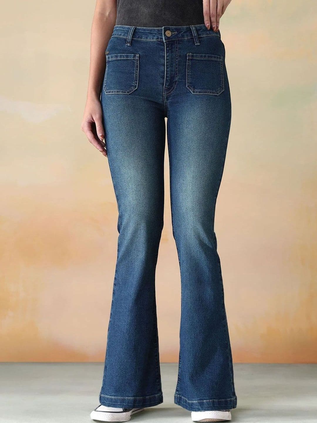 Aadvi Fashion Women Comfort Flared High-Rise Light Fade Acid Wash Stretchable Jeans thumbnail 2