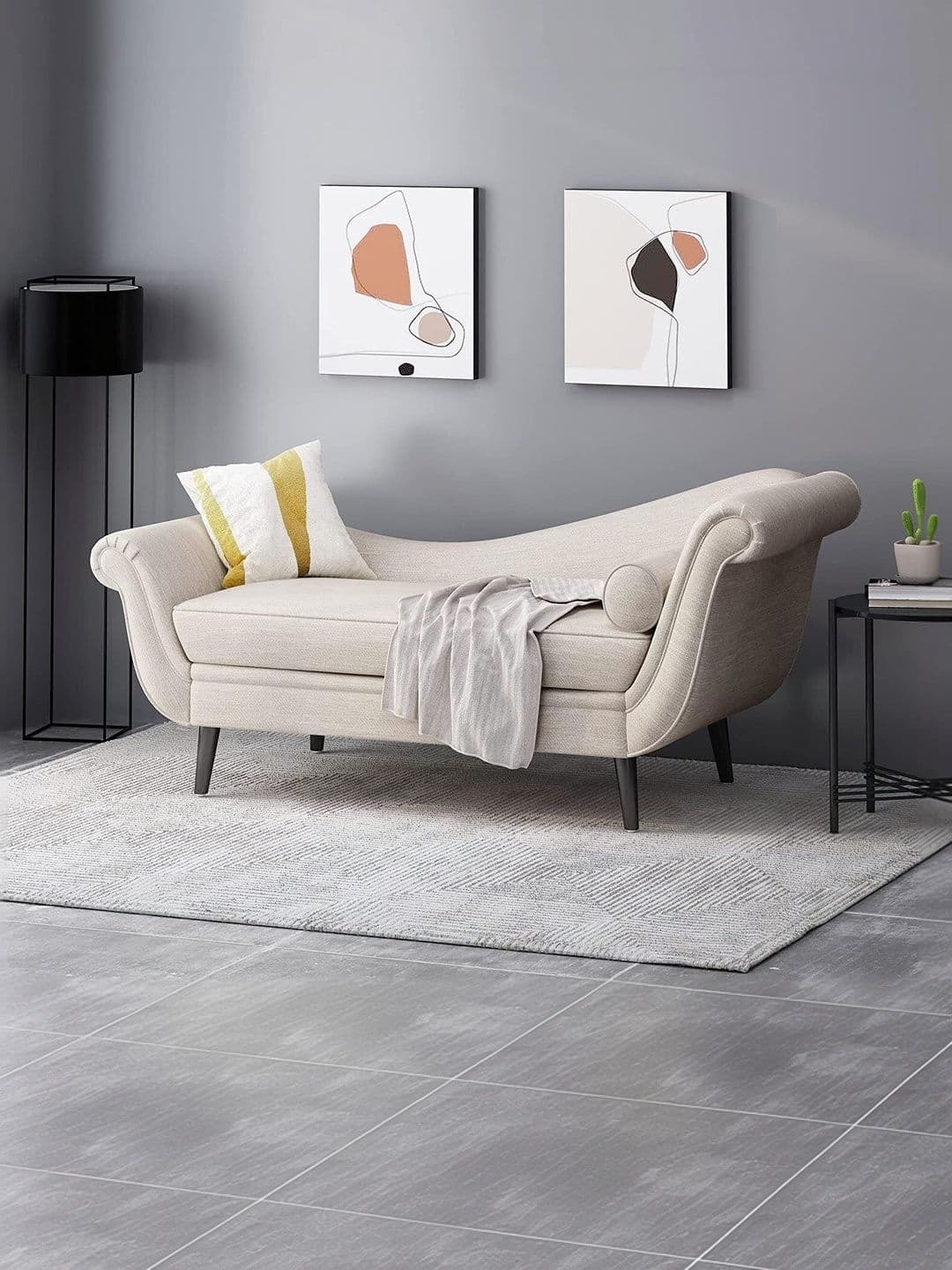 INDIAWOODMART Beige Textured Wooden 3 Seater Sofa thumbnail 4