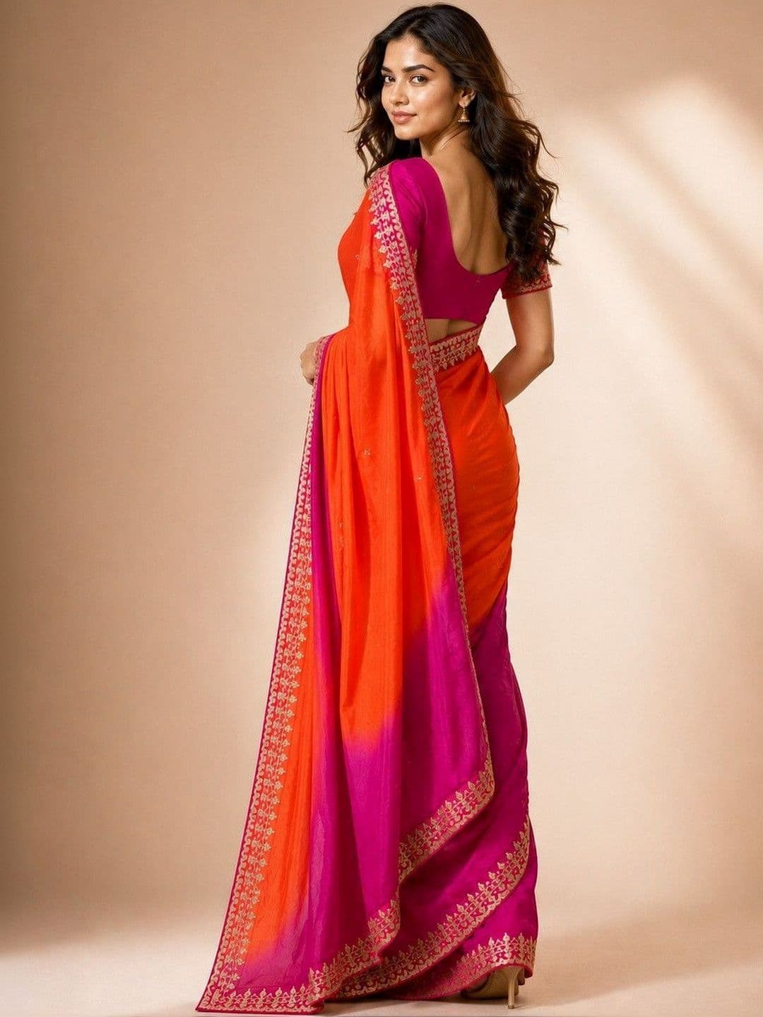 Mitera Embellished Embroidered Poly Chiffon Heavy Work Saree thumbnail 2