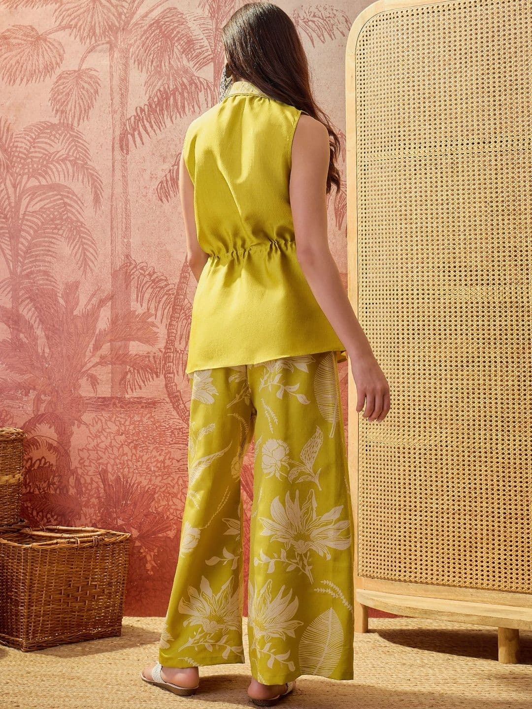 Sangria Floral Silk Printed Top with Palazzos thumbnail 7