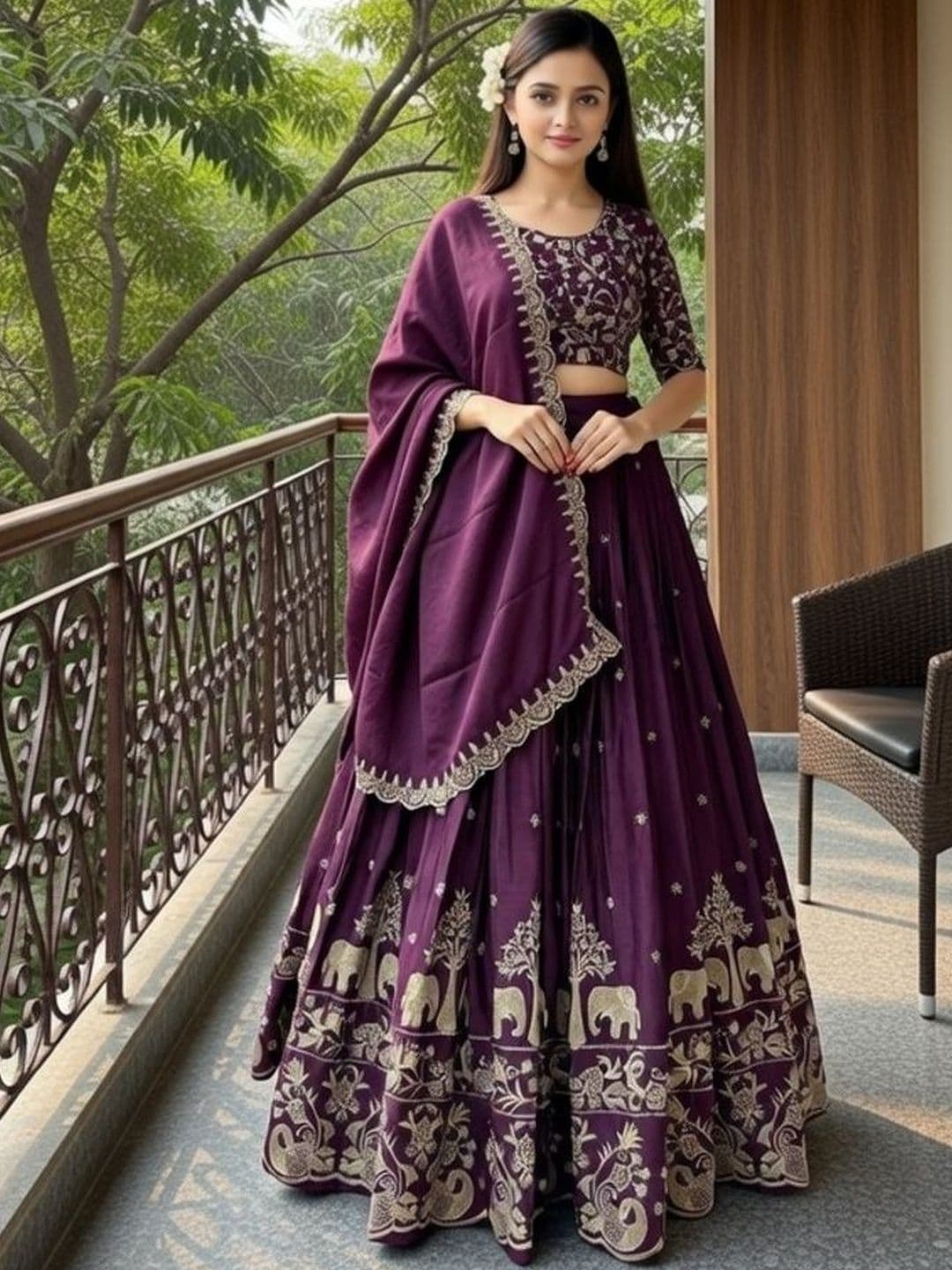 Closin Girls Embroidered Thread Work Ready to Wear Lehenga & Blouse With Dupatta - view 1