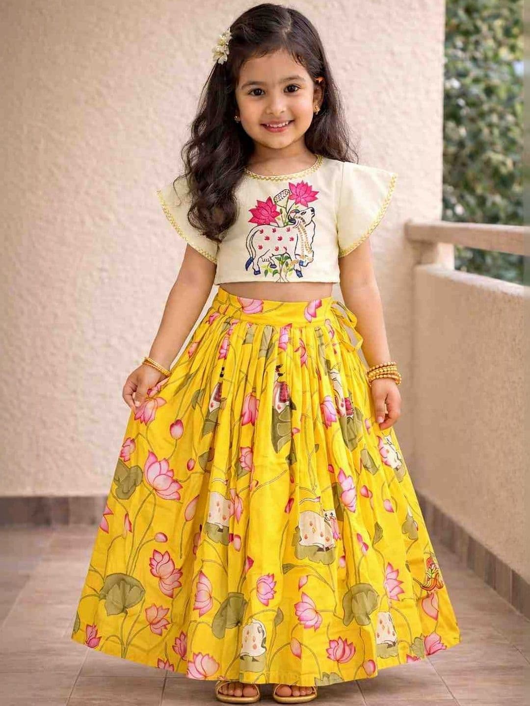 Sangria Girls Embroidered Round Neck Flared Lehenga Choli - view 1