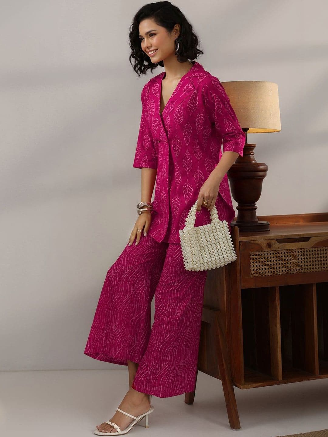 Libas Women Pink Printed Cotton Co-Ord Sets thumbnail 4