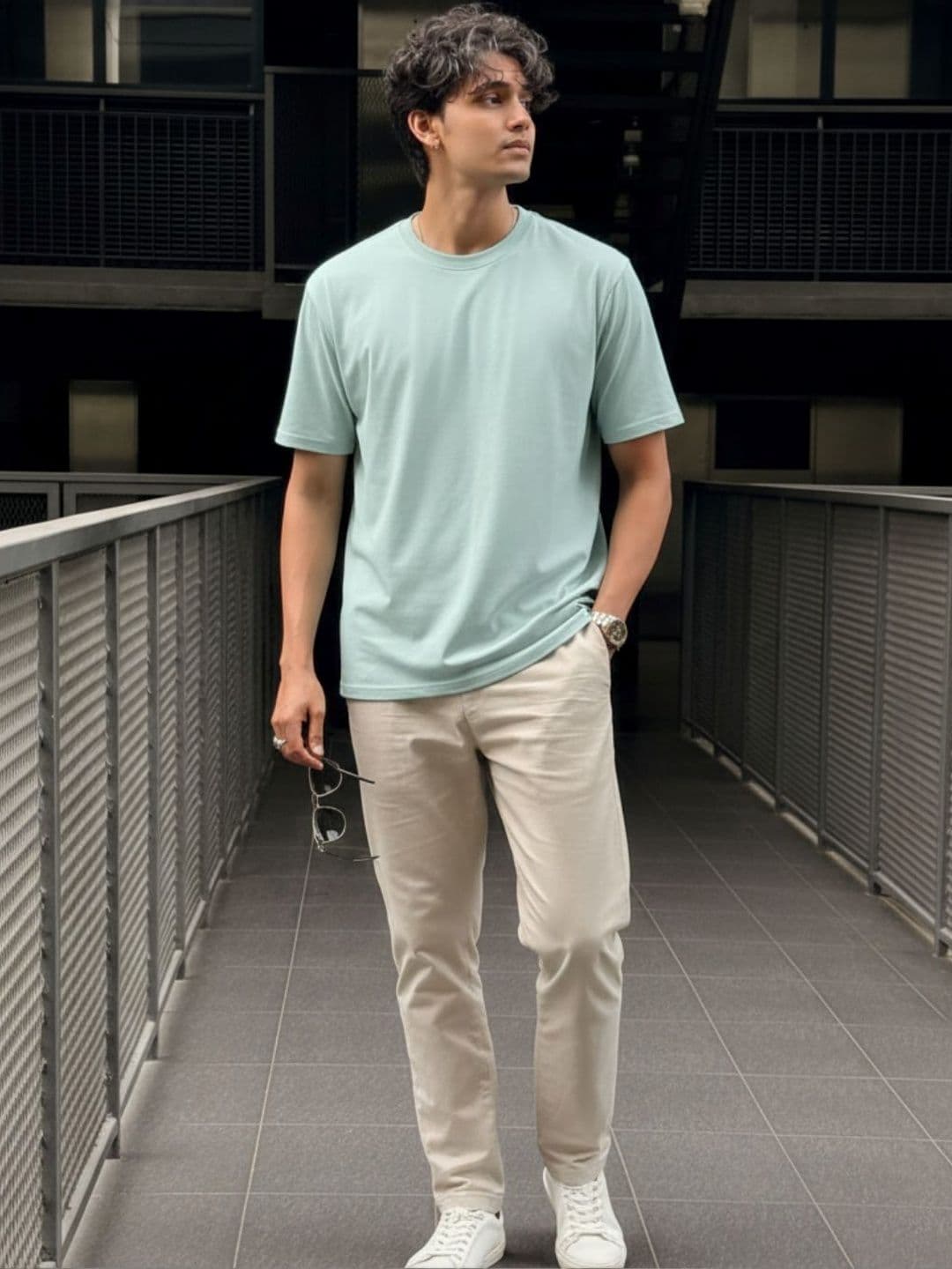 Mast & Harbour Rigo Men Jade Solid Round Neck Regular Fit Cotton T-shirt thumbnail 5