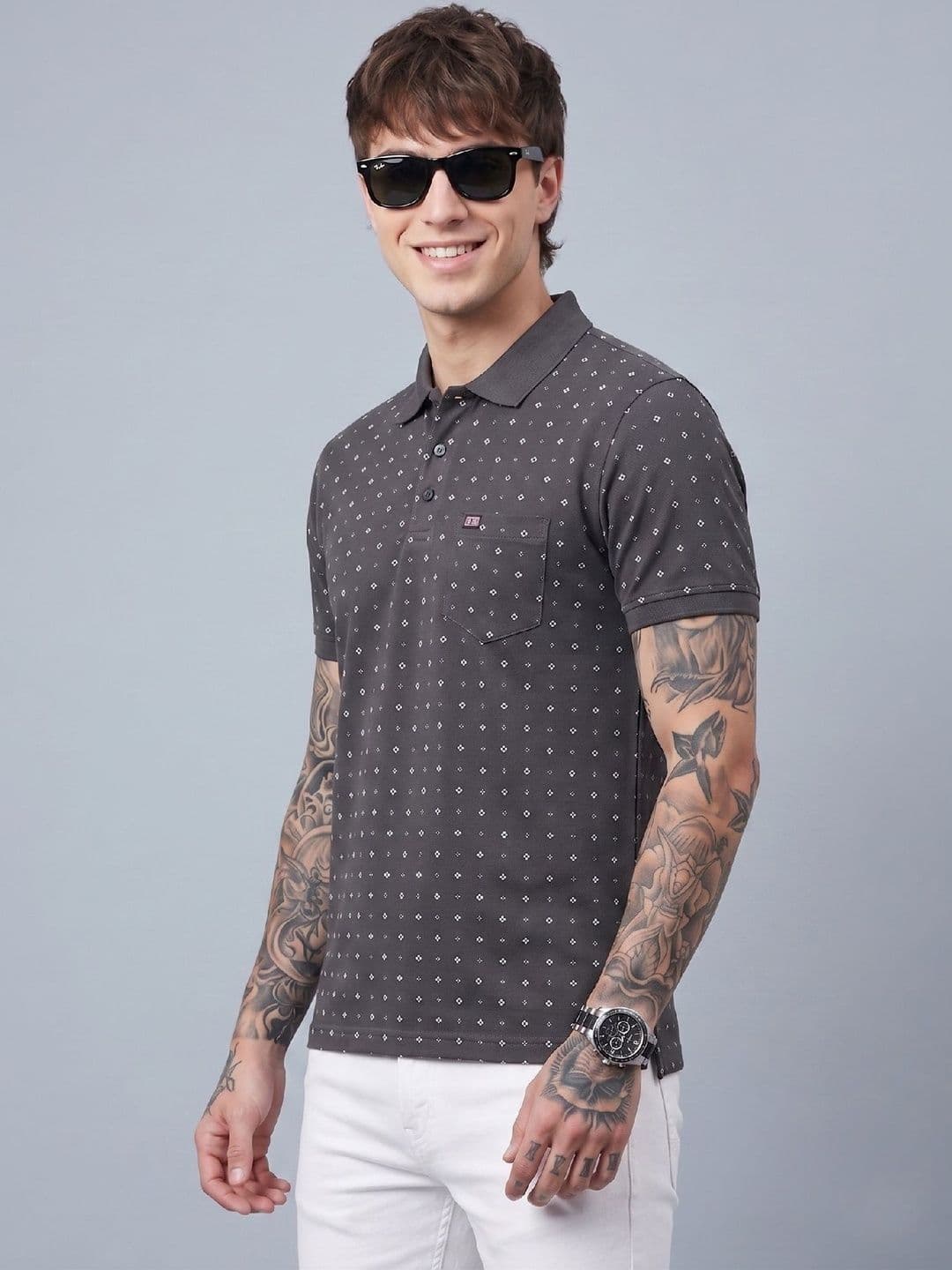 SANDPIPER Men Printed Polo Collar Pockets T-shirt thumbnail 2