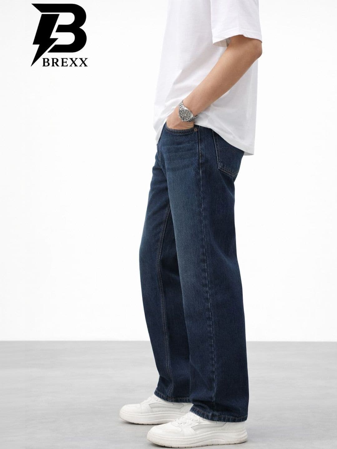 BREXX Men Comfort Straight Fit Mid-Rise Stretchable Jeans thumbnail 3