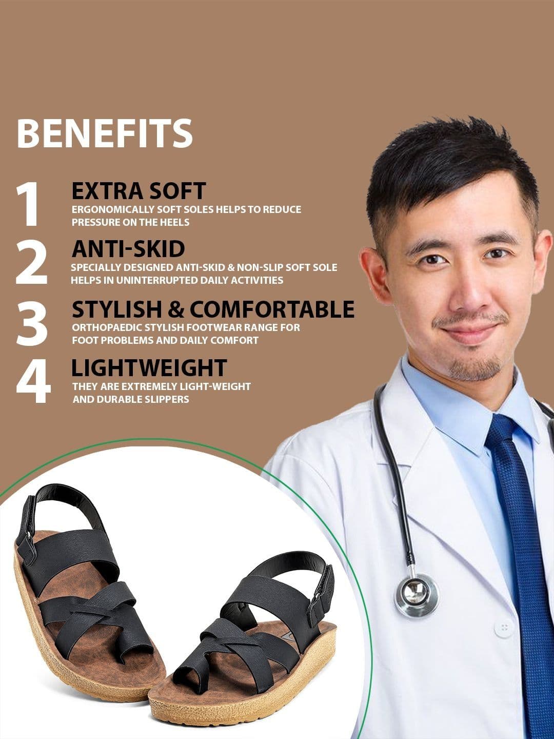 DOCTOR FEEL SOFT Men Thong Flip-Flops thumbnail 3