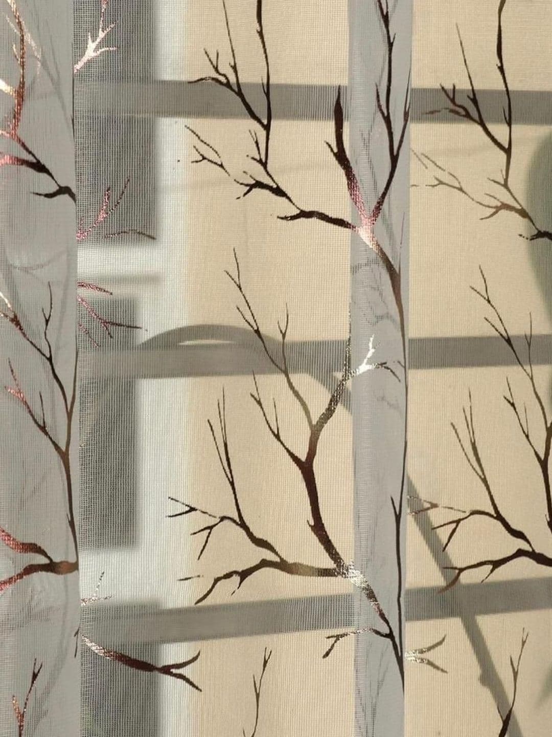 RIDHAAN Cream-Coloured Set of 2 Sheer Long Door Curtain thumbnail 4