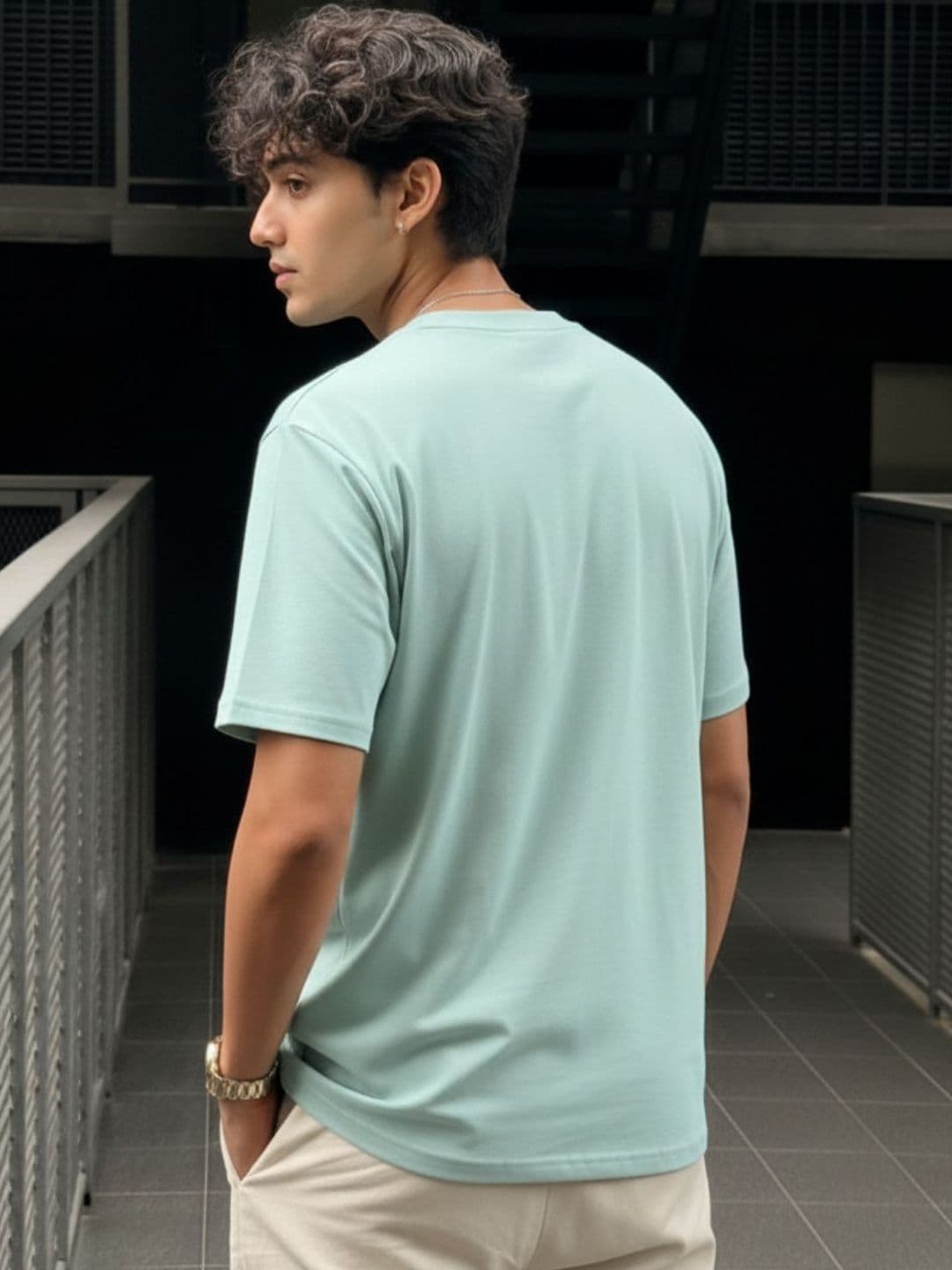 Mast & Harbour Rigo Men Jade Solid Round Neck Regular Fit Cotton T-shirt thumbnail 2