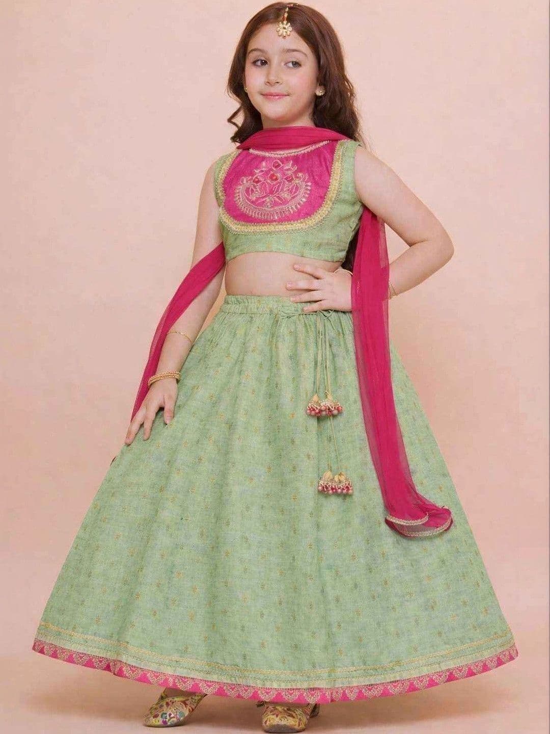 RJ ONLINE Girls Floral Woven Design Ready to Wear Lehenga & Blouse With Dupatta thumbnail 4