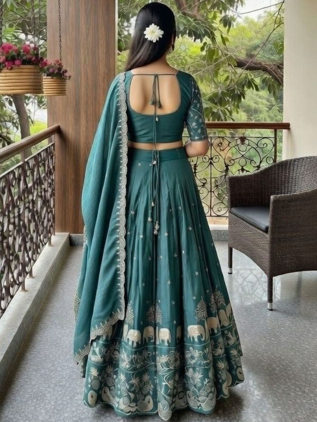 Closin Girls Embroidered Thread Work Ready to Wear Lehenga & Blouse With Dupatta thumbnail 2