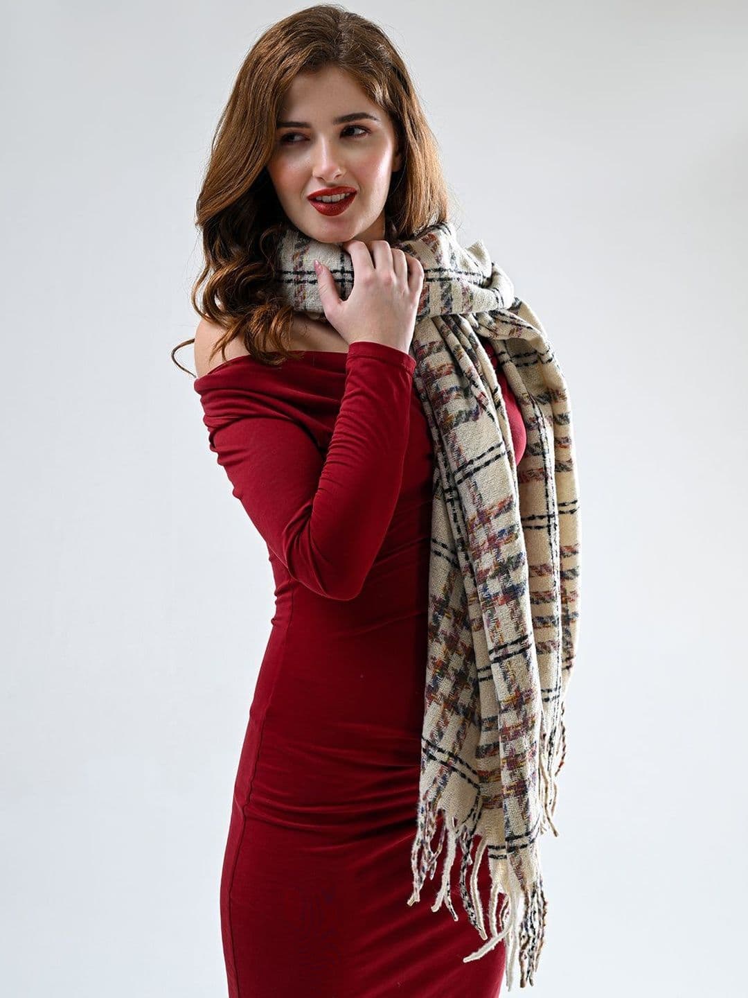 Cazzano Women Striped Embroidered Shawl thumbnail 3