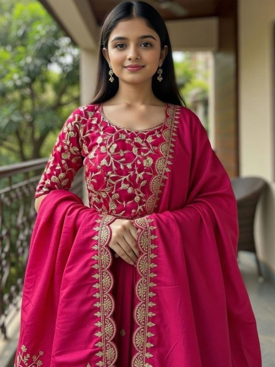 Closin Girls Embroidered Thread Work Ready to Wear Lehenga & Blouse With Dupatta thumbnail 3
