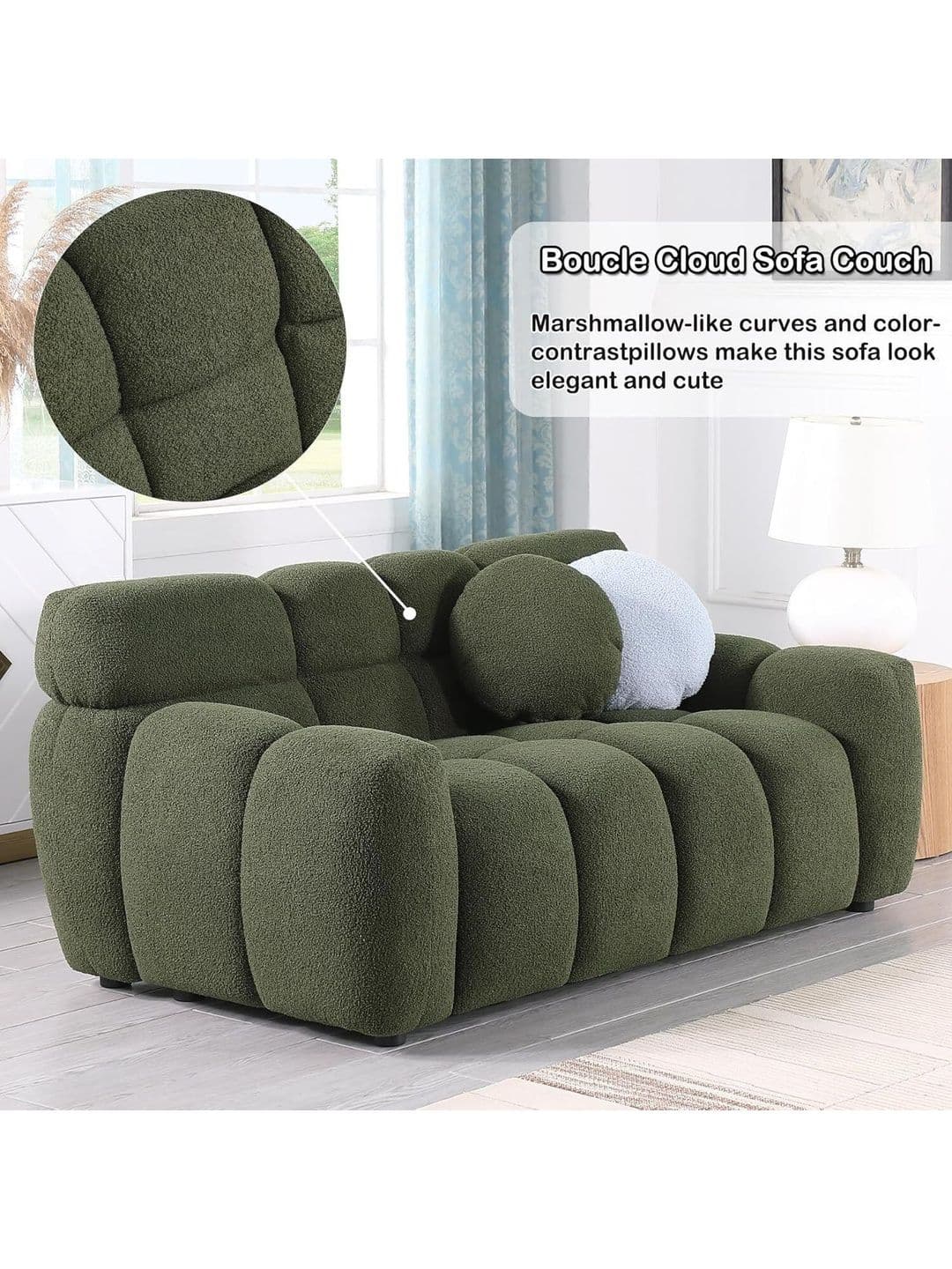 INDIAWOODMART Green Textured Wooden 2 Seater Sofa thumbnail 3