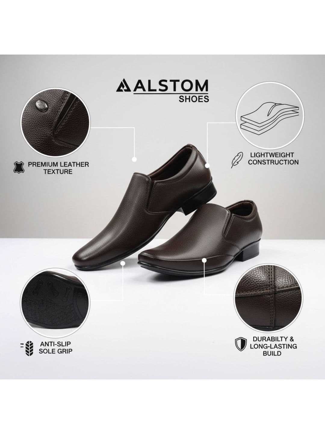 ALSTOM Men Textured PU Loafers thumbnail 4