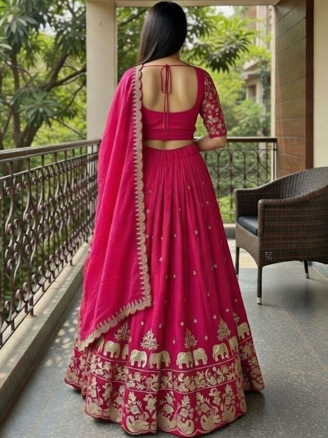 Closin Girls Embroidered Thread Work Ready to Wear Lehenga & Blouse With Dupatta thumbnail 5