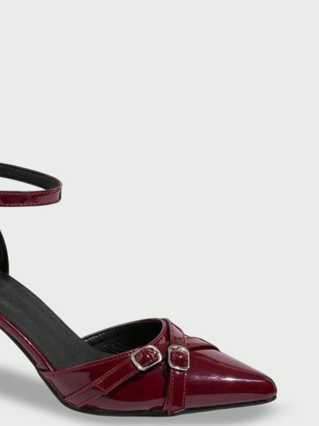 ALLEYSTRAP Women Solid Pointed Toe Buckles Patent Pumps thumbnail 5