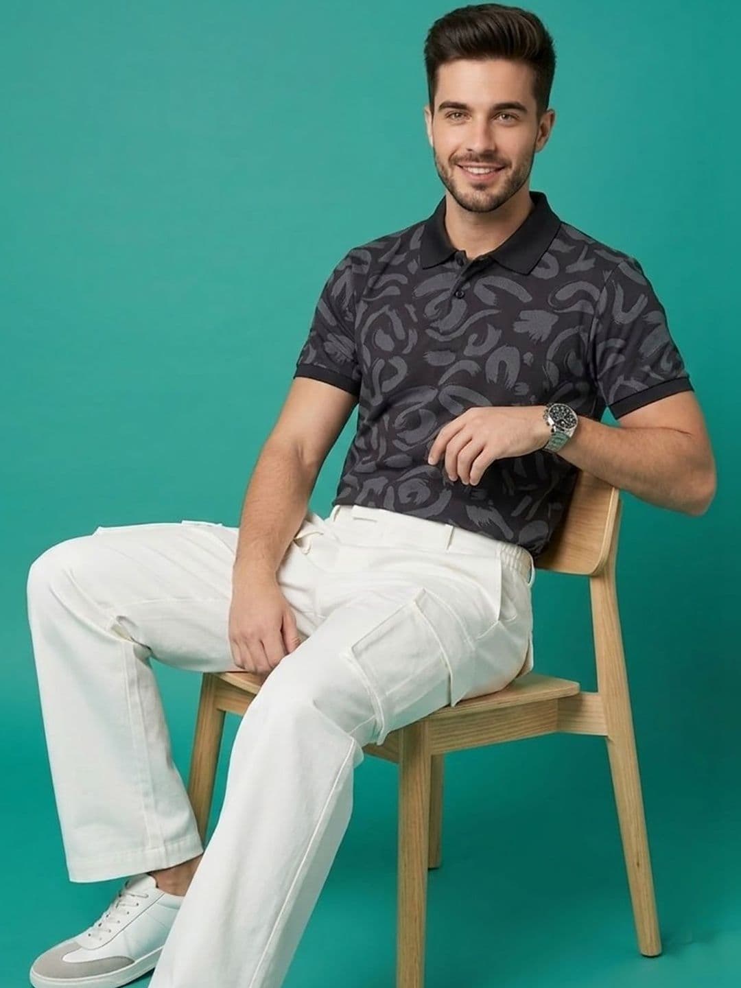 SZN Men Printed Polo Collar T-shirt thumbnail 3