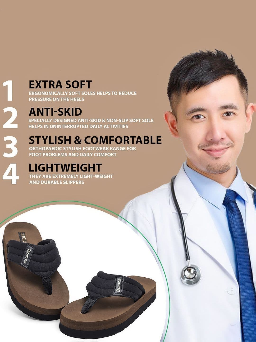 DOCTOR FEEL SOFT Men Thong Flip-Flops thumbnail 5