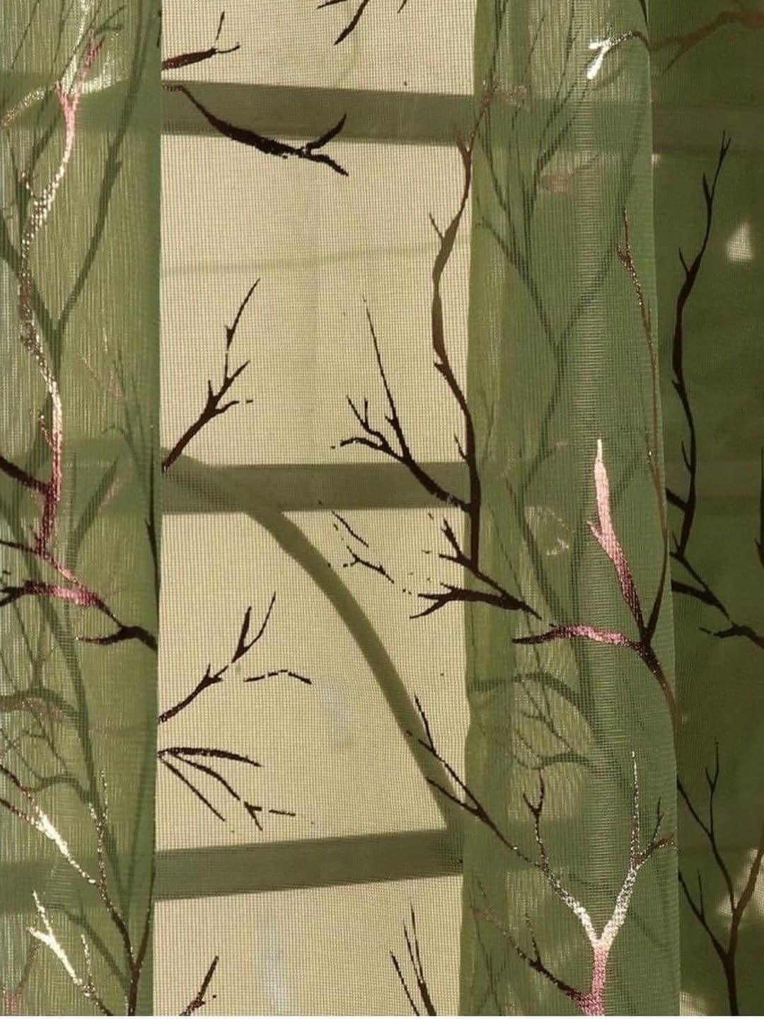 RIDHAAN Green Set of 2 Sheer Long Door Curtain thumbnail 5
