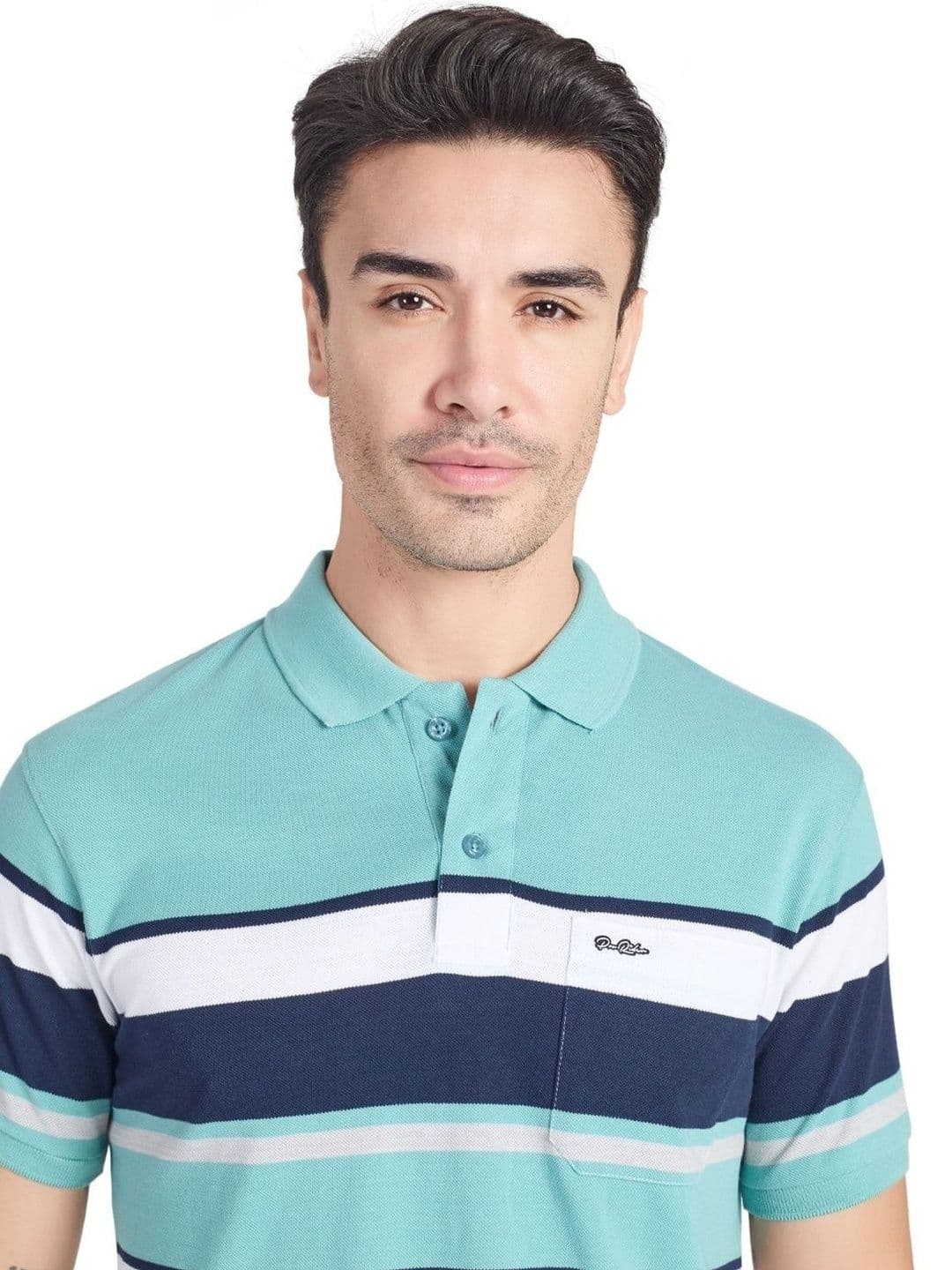 PRORIDERS Men Striped Polo Collar Pockets T-shirt thumbnail 4