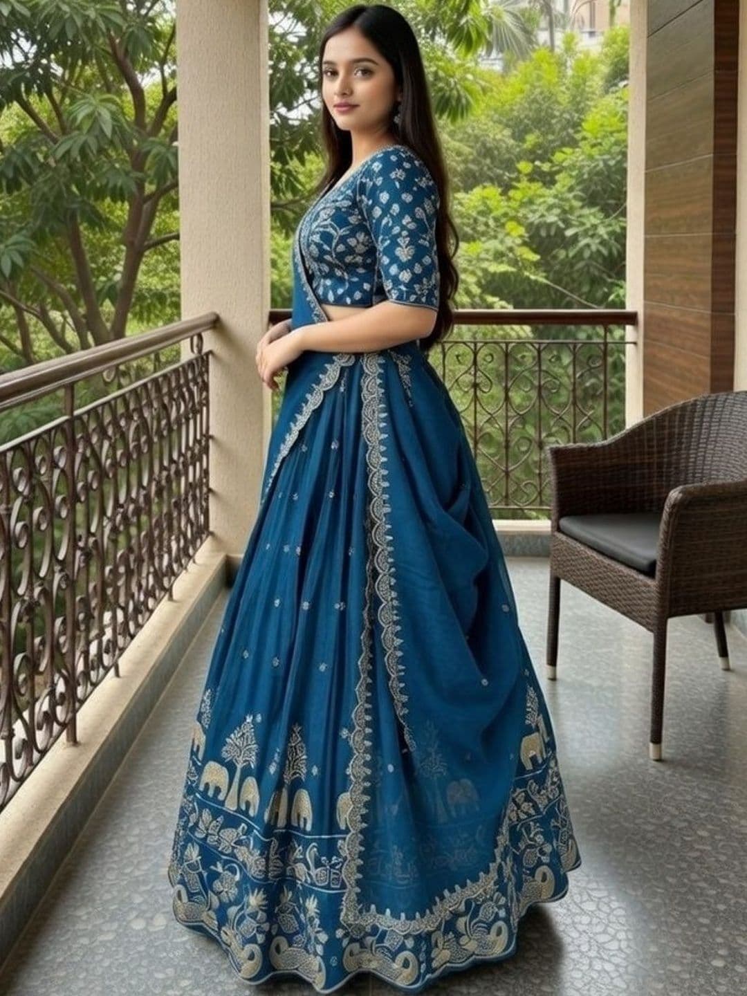 Closin Girls Embroidered Thread Work Ready to Wear Lehenga & Blouse With Dupatta thumbnail 2