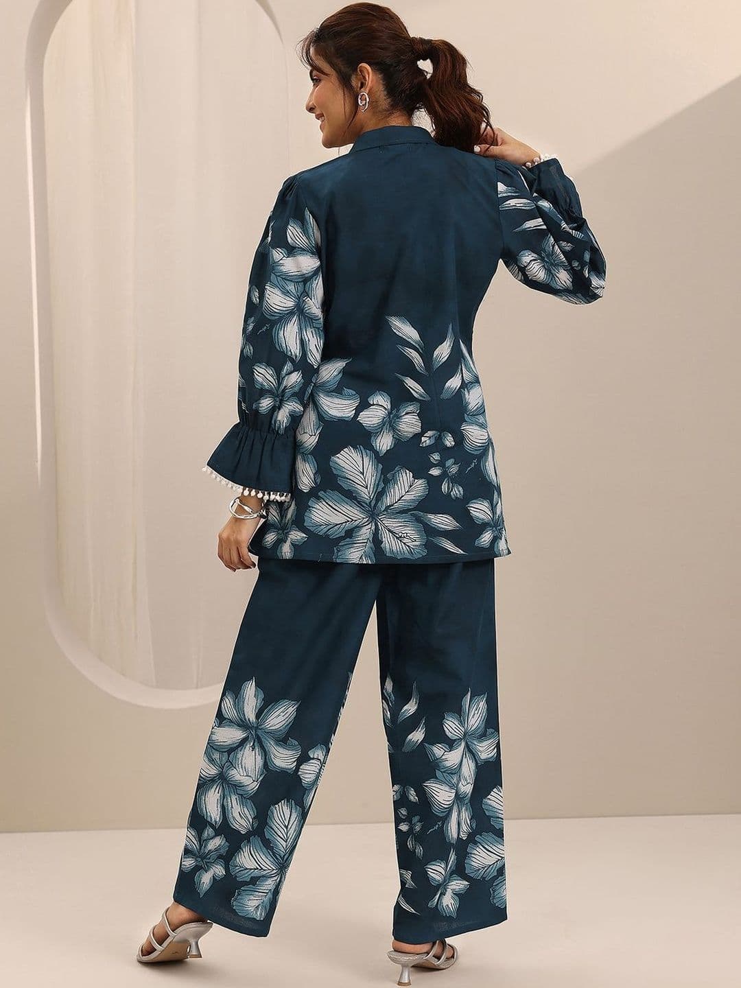 Libas Tropical Printed Shirt Collar Shirt With Palazzos thumbnail 6