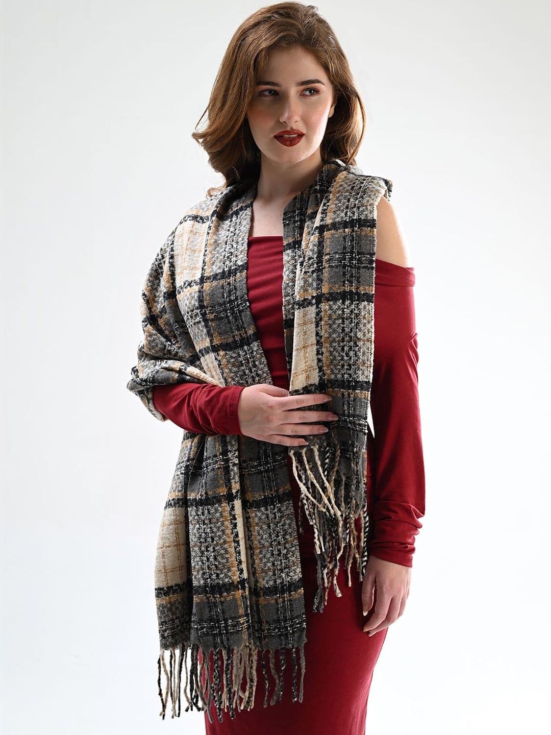 Cazzano Women Checked Printed Shawl thumbnail 3