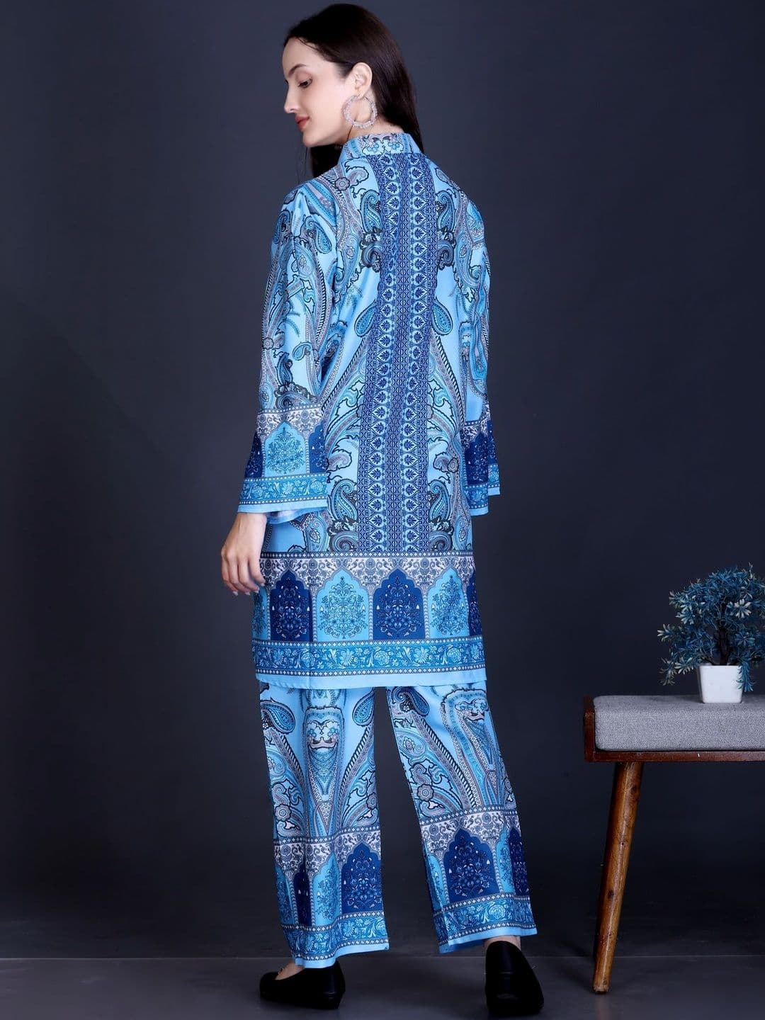 PIPASA Women Ethnic Motifs Printed Regular Kurta with Trousers thumbnail 3