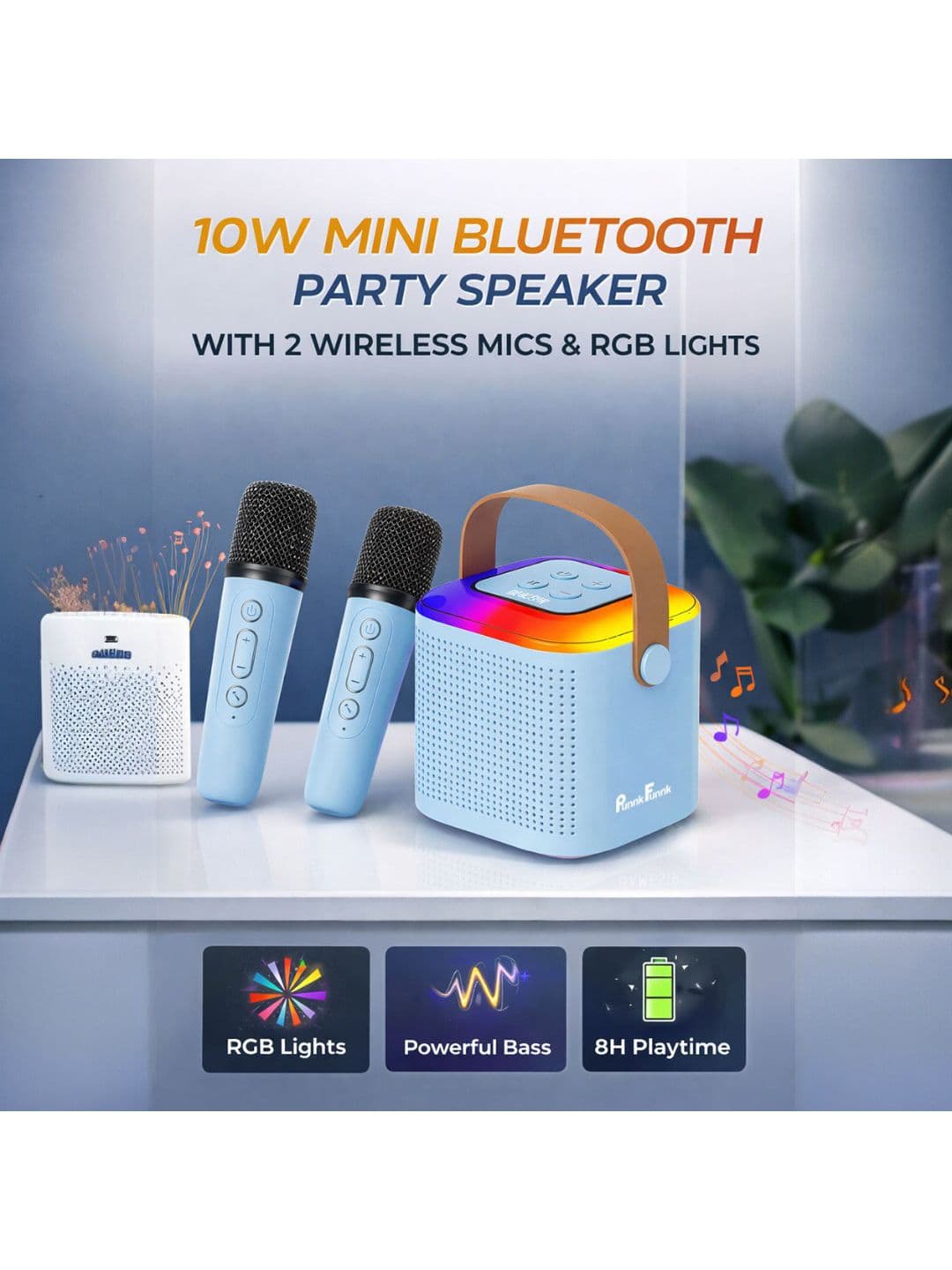 PunnkFunnk Wireless Mics Portable Karaoke Bluetooth Speaker thumbnail 2