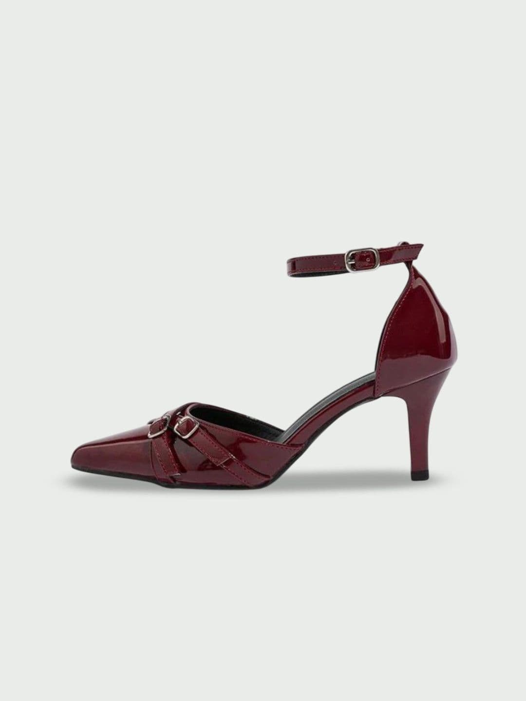 ALLEYSTRAP Women Solid Pointed Toe Buckles Patent Pumps thumbnail 2