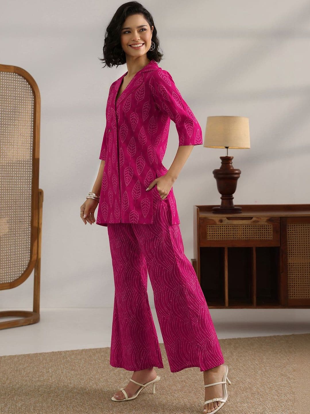 Libas Women Pink Printed Cotton Co-Ord Sets thumbnail 7