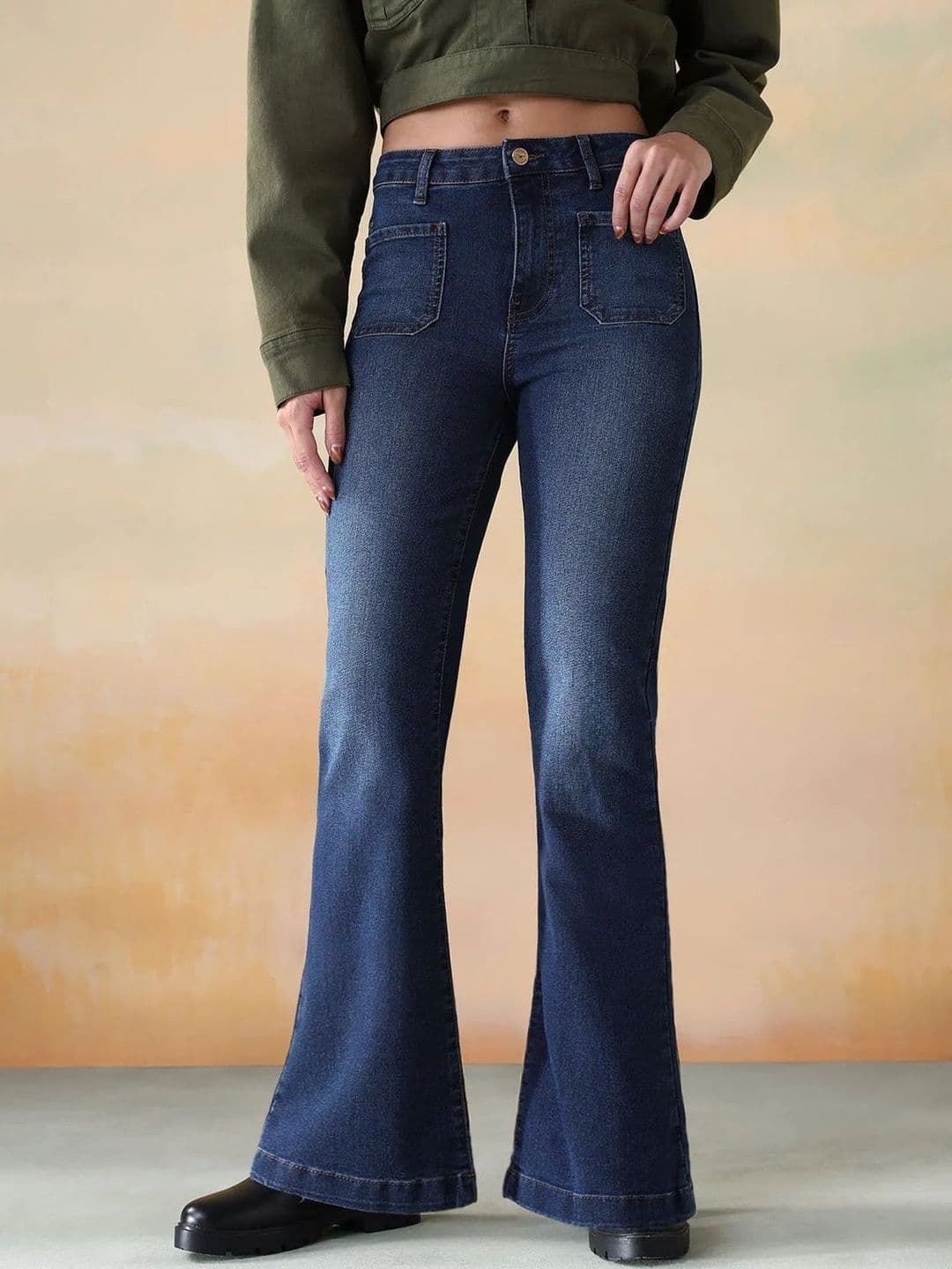 Aadvi Fashion Women Comfort Flared High-Rise Light Fade Acid Wash Stretchable Jeans - view 1