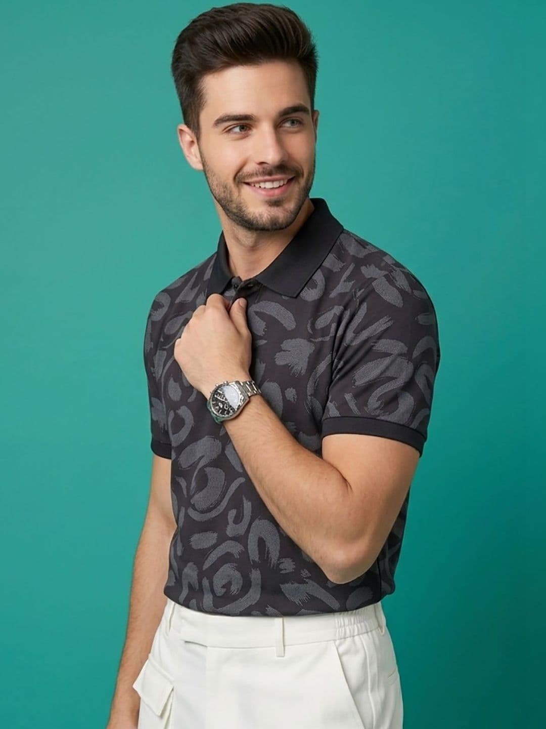 SZN Men Printed Polo Collar T-shirt thumbnail 3