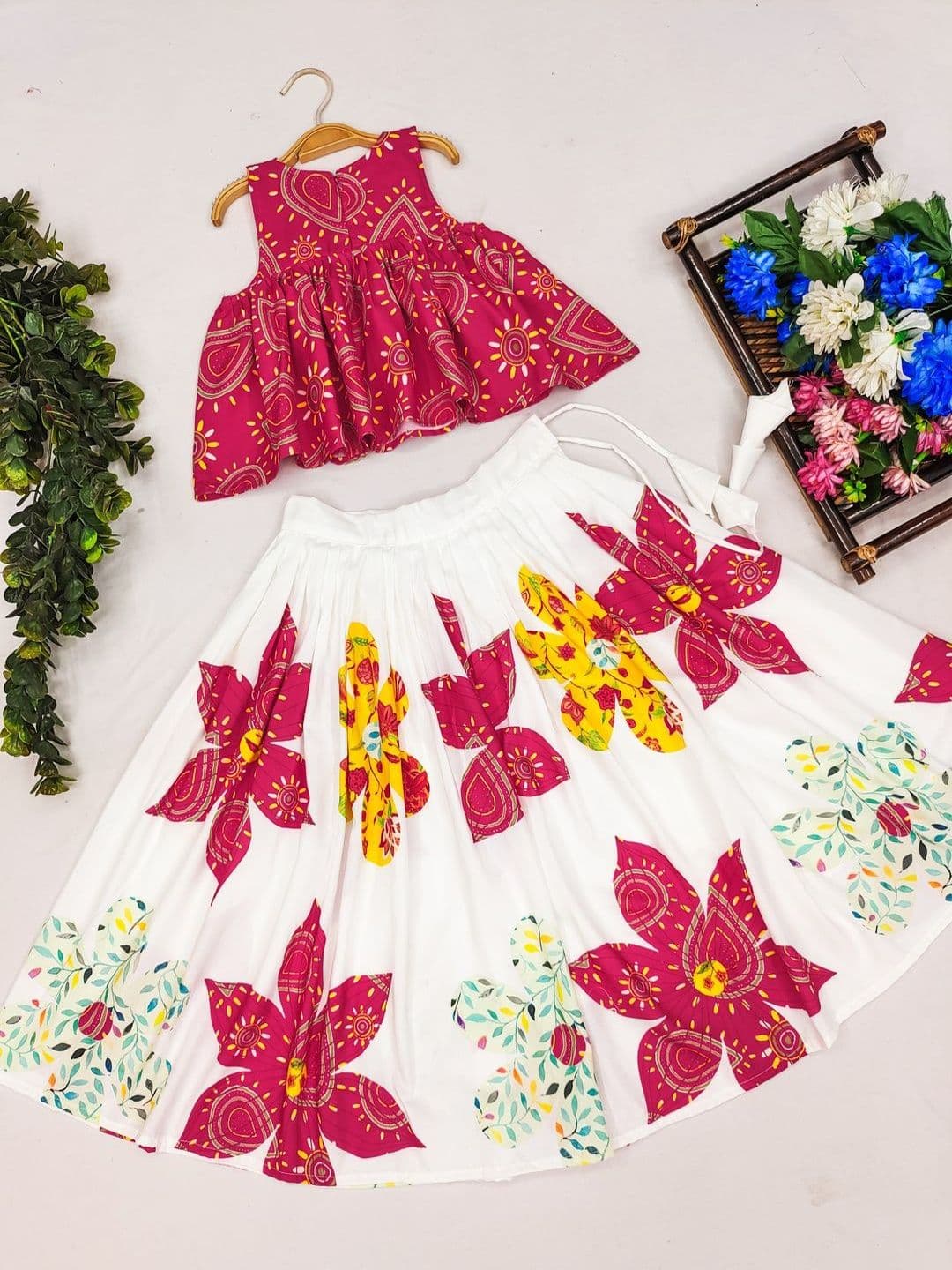 Sangria Girls Printed Round Neck Flared Lehenga Choli thumbnail 3