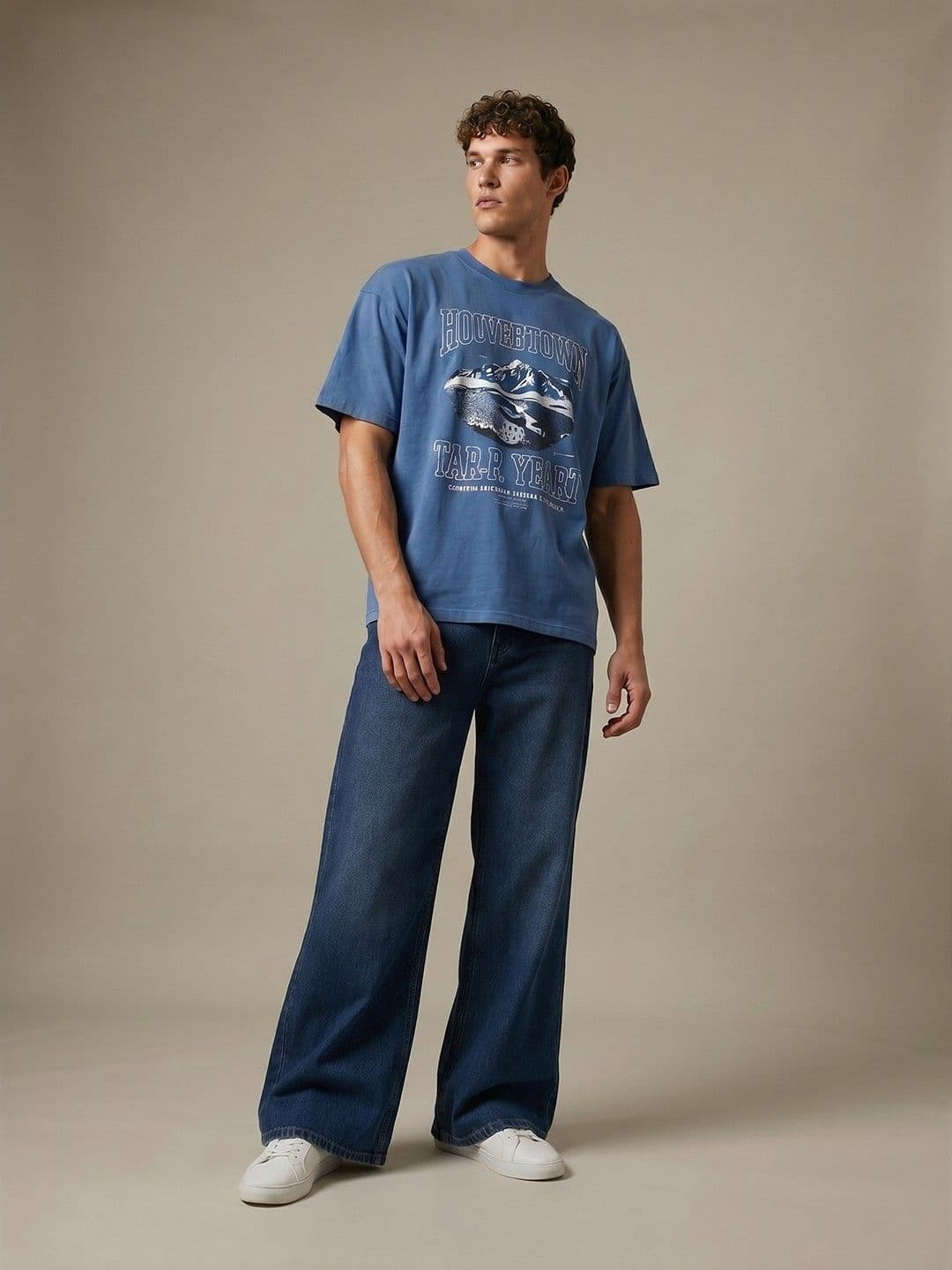 glitchez Men Pure Cotton Wide Leg Mid-Rise Light Fade Jeans thumbnail 3