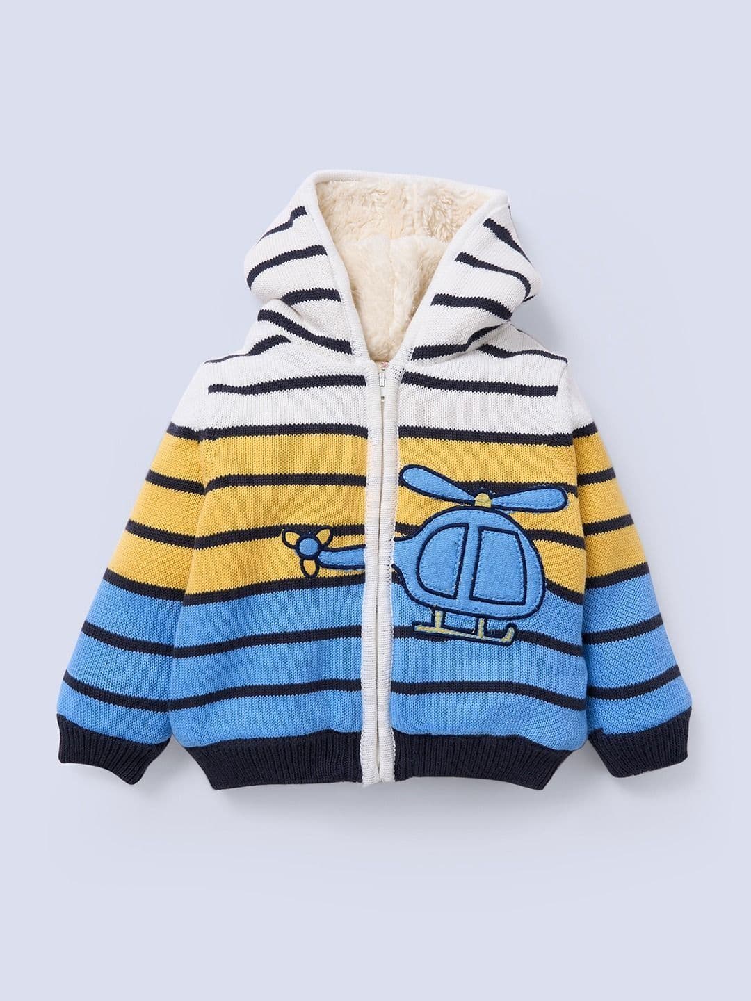 Ed-a-Mamma Boys Striped Padded Jacket with Embroidered - view 1